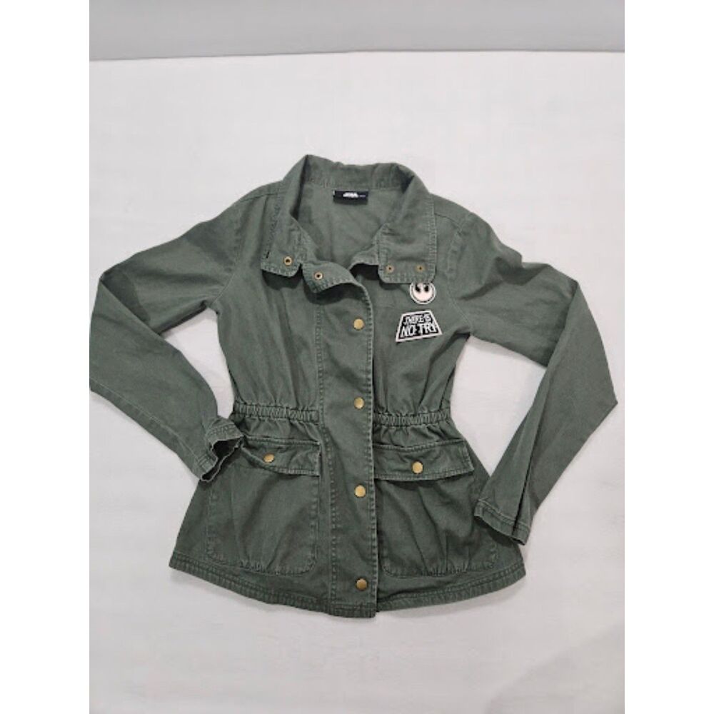 Star Wars Her Universe Olive Green Utility Field Jacket Womens XS Yoda Patches